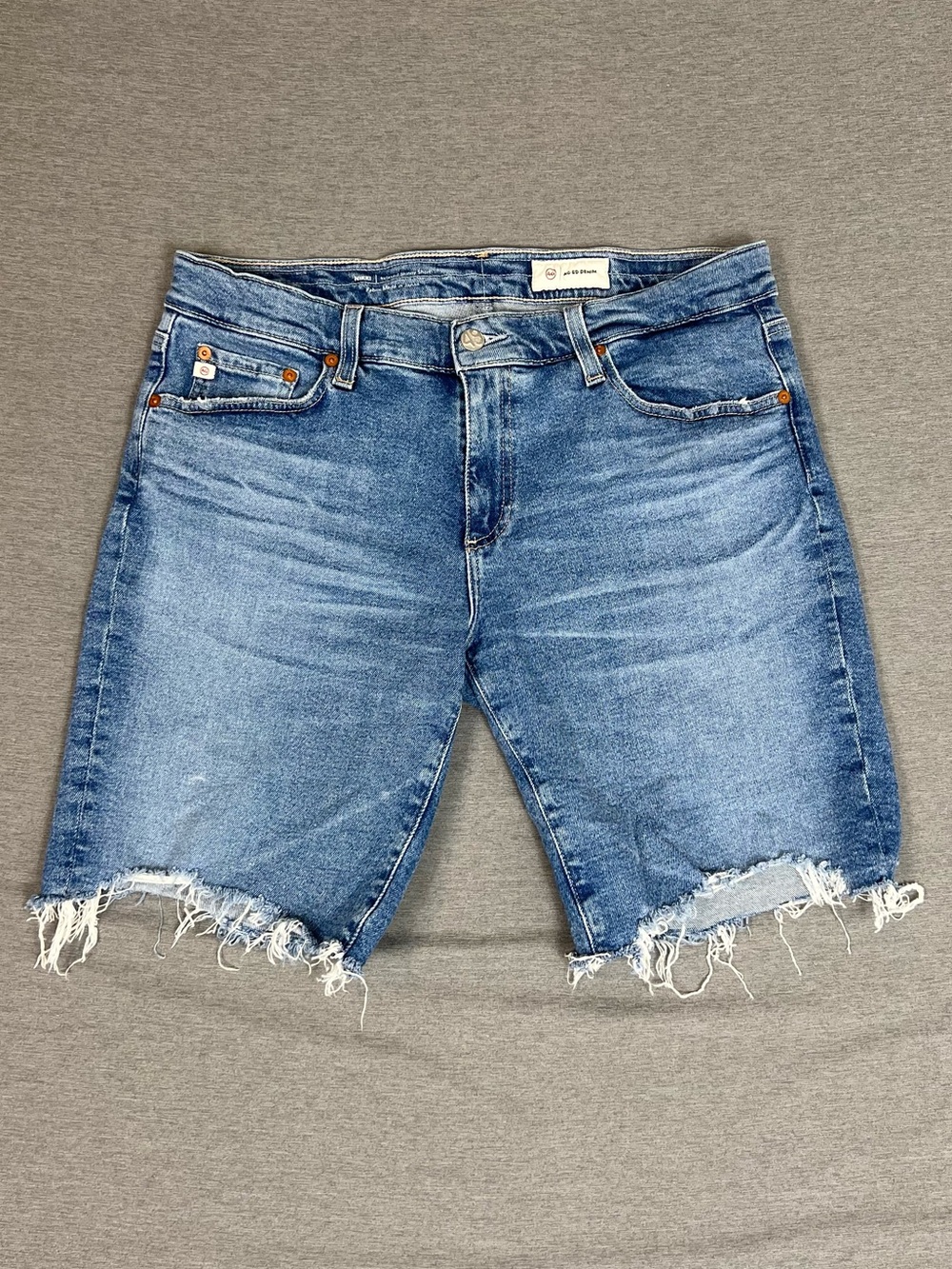 AG Adriano Goldschmied Blue Distressed Denim Shorts